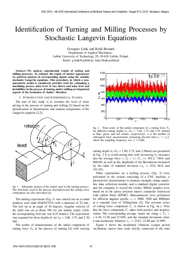 (PDF) Identification of turning and milling processes by stochastic