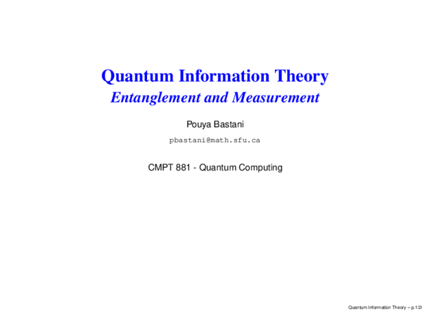 (PDF) Quantum Information Theory