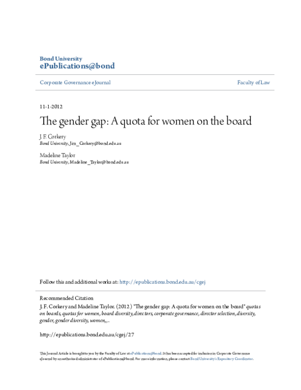 gender quotas on boards of directors