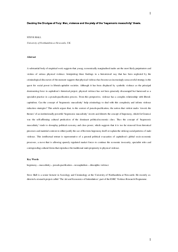 Hegemonic masculinity literature review image