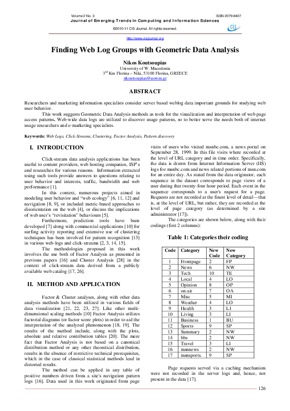 (PDF) Finding  Log Groups with Geometric Data Analysis Nikos