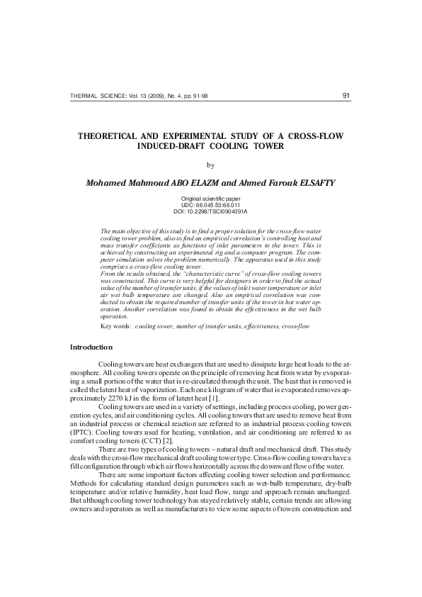 (PDF) Theoretical and experimental study of a cross-flow induced-draft ...