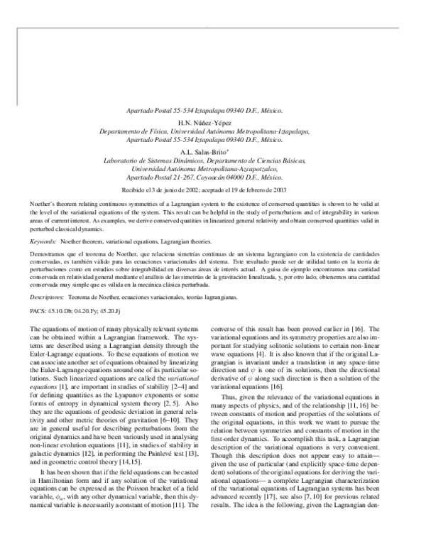 (PDF) Conserved quantities in the variational equations