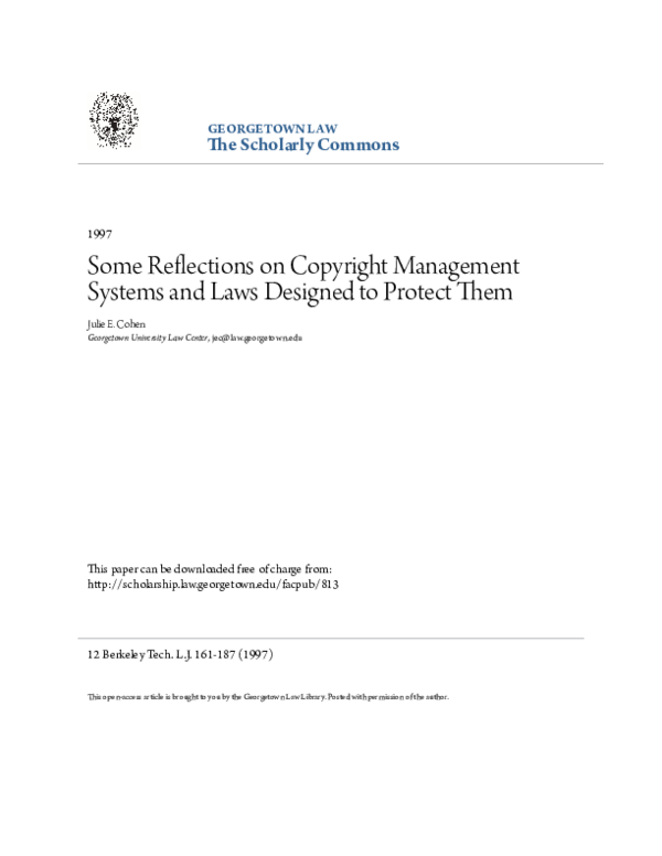 (PDF) Some reflections on copyright management systems and laws ...