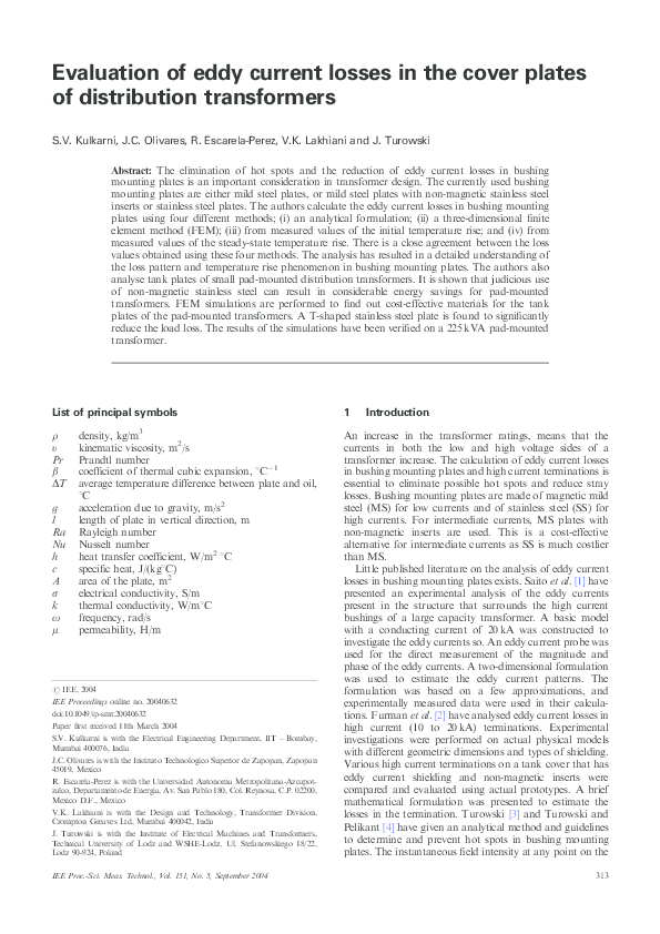 (PDF) Evaluation of eddy current losses in the cover plates of ...