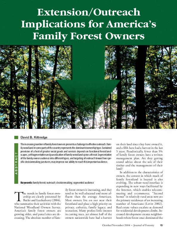(PDF) Extension/Outreach Implications for Americas Family Forest Owners