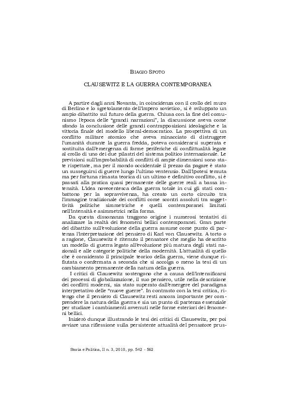 (PDF) Clausewitz e la guerra contemporanea Biagio Spoto Academia.edu