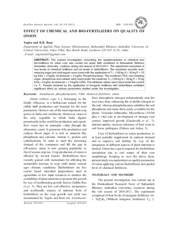 (PDF) 16.4 Effect of chemical and bio-fertilizers on onion