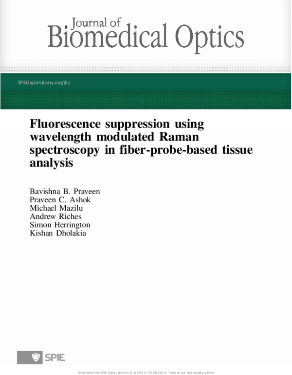 (PDF) Fluorescence suppression using wavelength modulated Raman ...