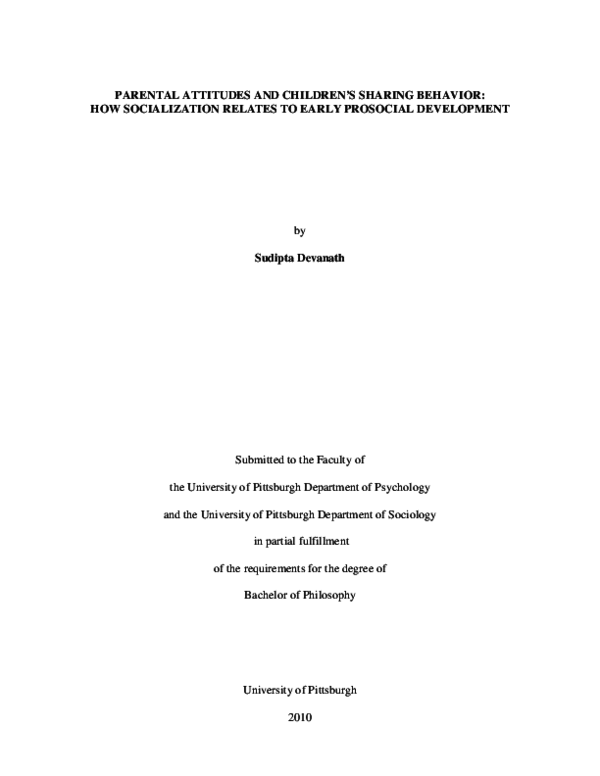 (PDF) Parental Attitudes and Children's Sharing Behavior: How ...
