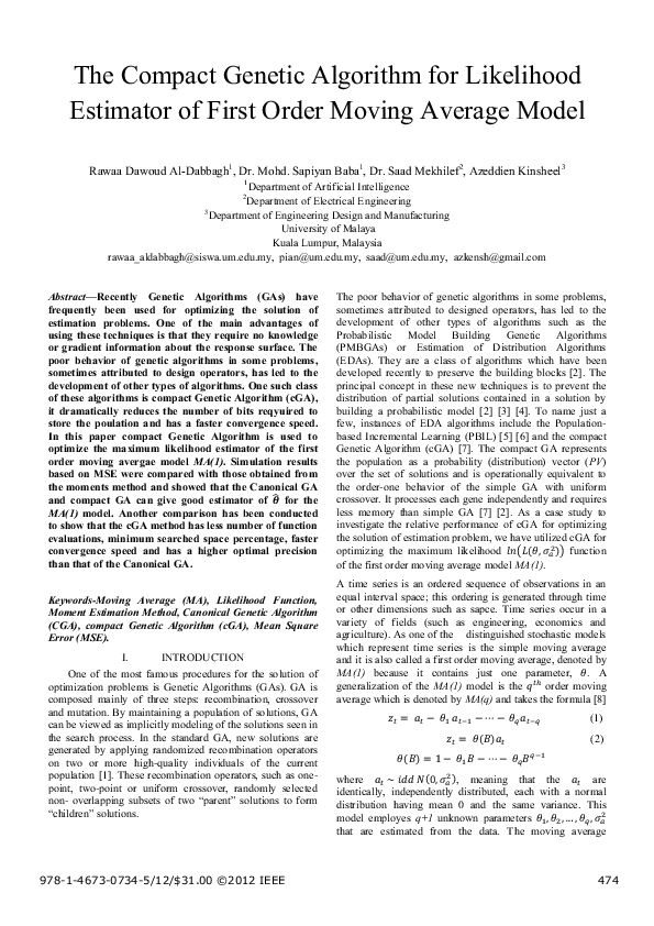 (PDF) The compact genetic algorithm for likelihood estimator of first ...