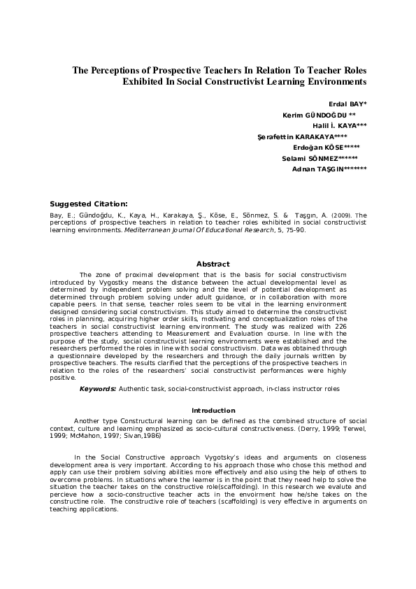 (DOC) The Perceptions of Prospective Teachers In Relation To Teacher ...