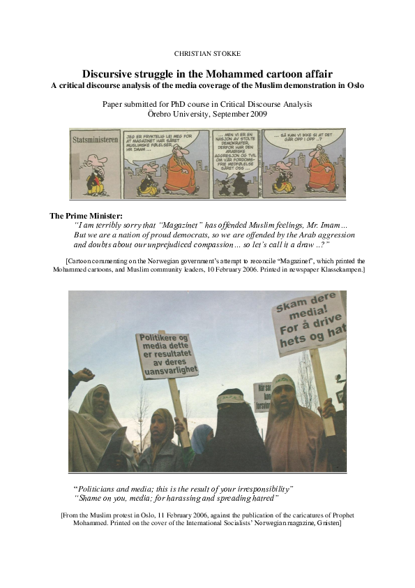 (PDF) Discursive struggle in the Mohammed cartoon affair. A critical ...
