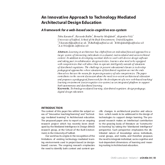 (PDF) An Innovative Approach to Technology Mediated Architectural