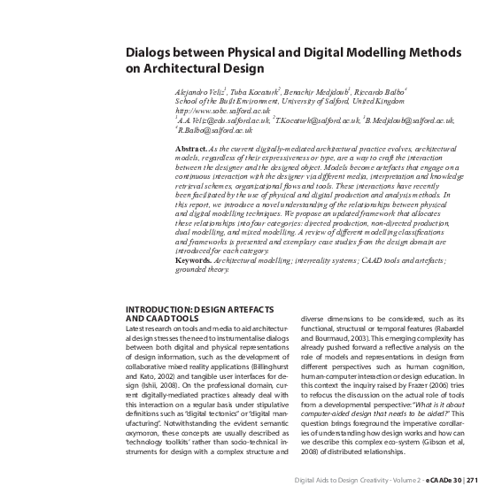 (PDF) Dialogs between Digital and Physical Modelling Methods in