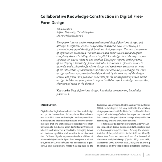 (PDF) Collaborative Knowledge Construction in Digital FreeForm Design