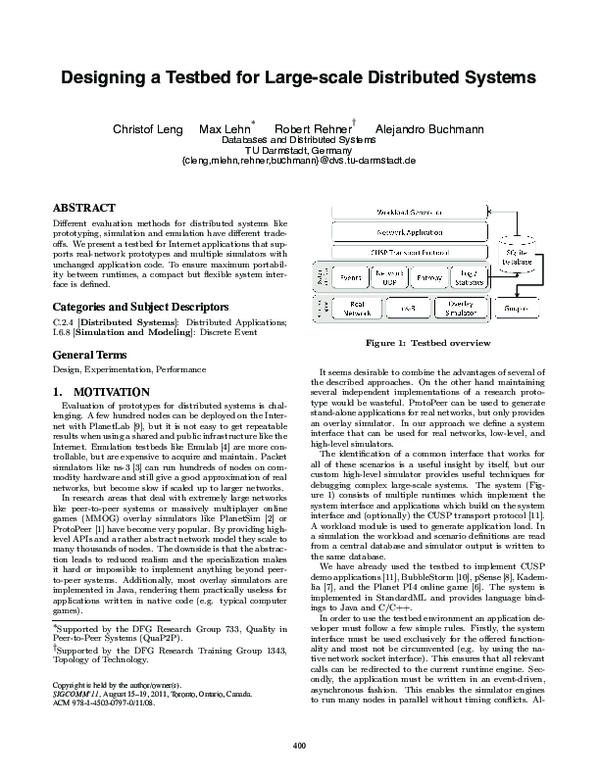 (PDF) Designing a testbed for large-scale distributed systems