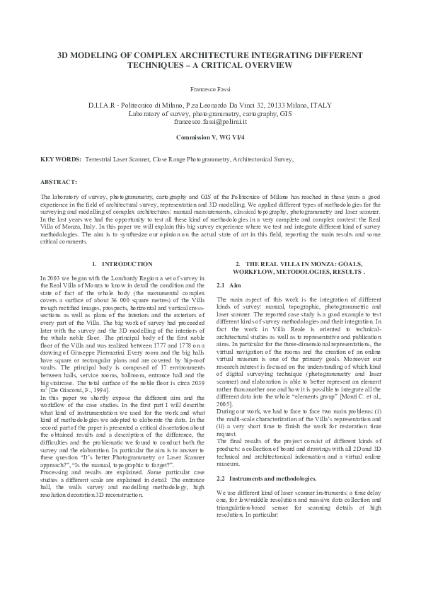 (PDF) 3D Modeling Of Complex Architecture Integrating Different ...