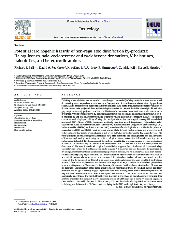 (PDF) Potential carcinogenic hazards of nonregulated disinfection by