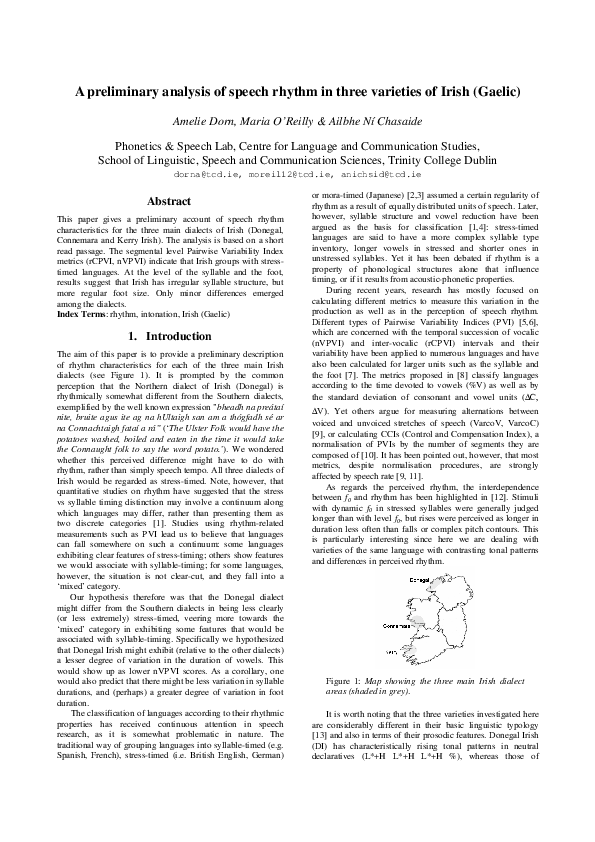 (PDF) A preliminary analysis of speech rhythm in three varieties of ...