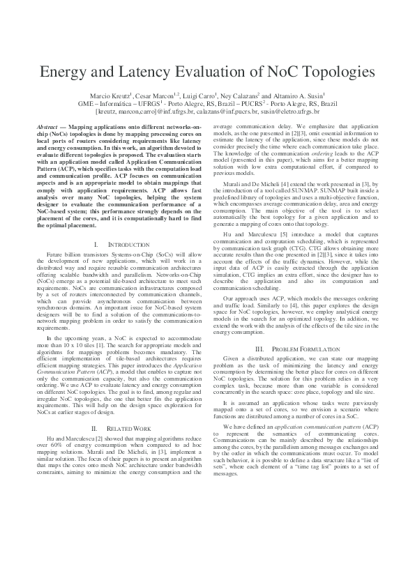 (PDF) Energy and latency evaluation of NoC topologies