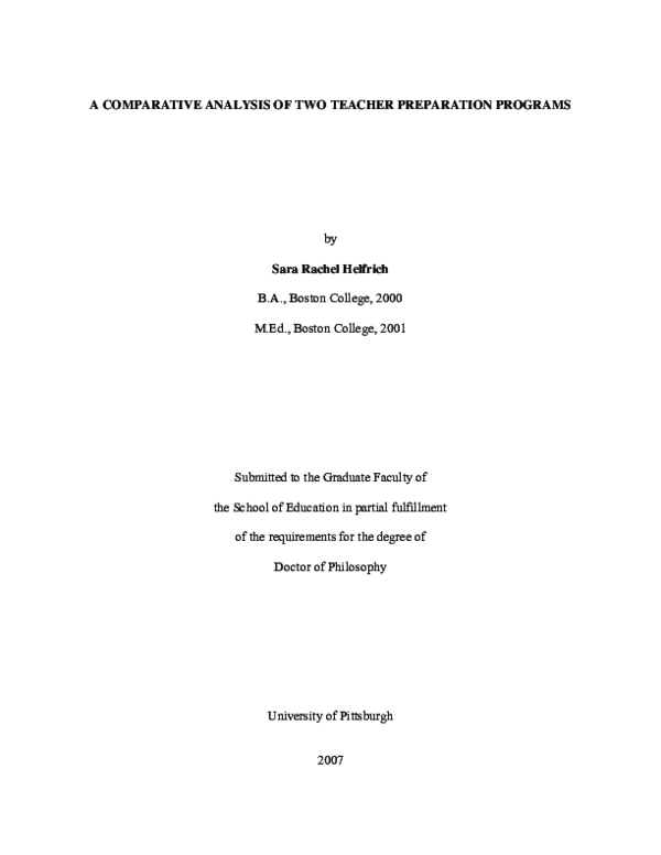 (PDF) A comparative analysis of two teacher preparation programs