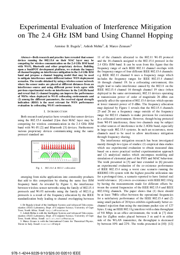 (PDF) Experimental Evaluation of Interference Mitigation on The 2.4 GHz ...