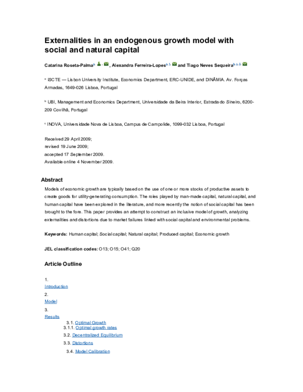 (DOC) Externalities in an endogenous growth model with social and ...