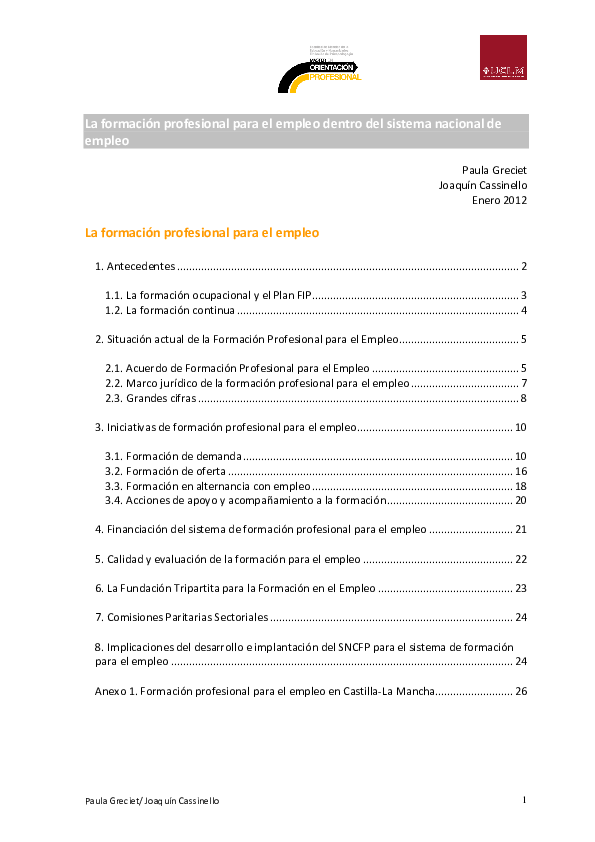 (PDF) La formacíón profesional para el empleo