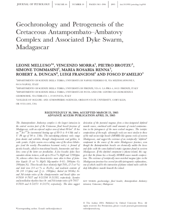 PDF) Geochronology and petrogenesis of the Cretaceous Antampombato
