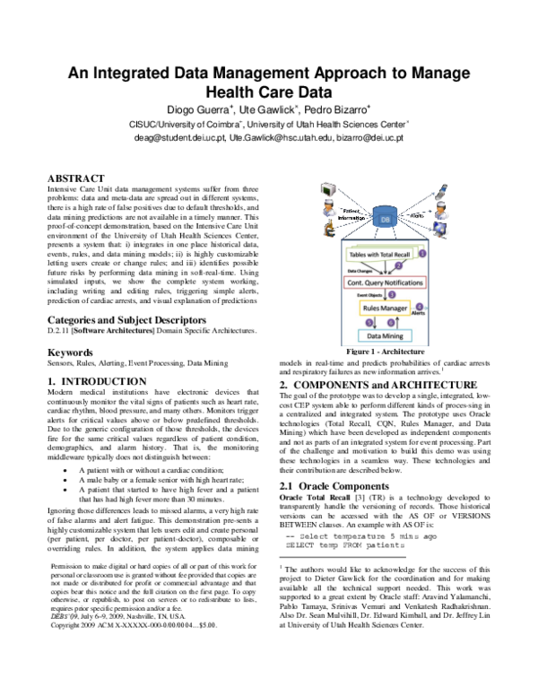 (PDF) An integrated data management approach to manage health care data