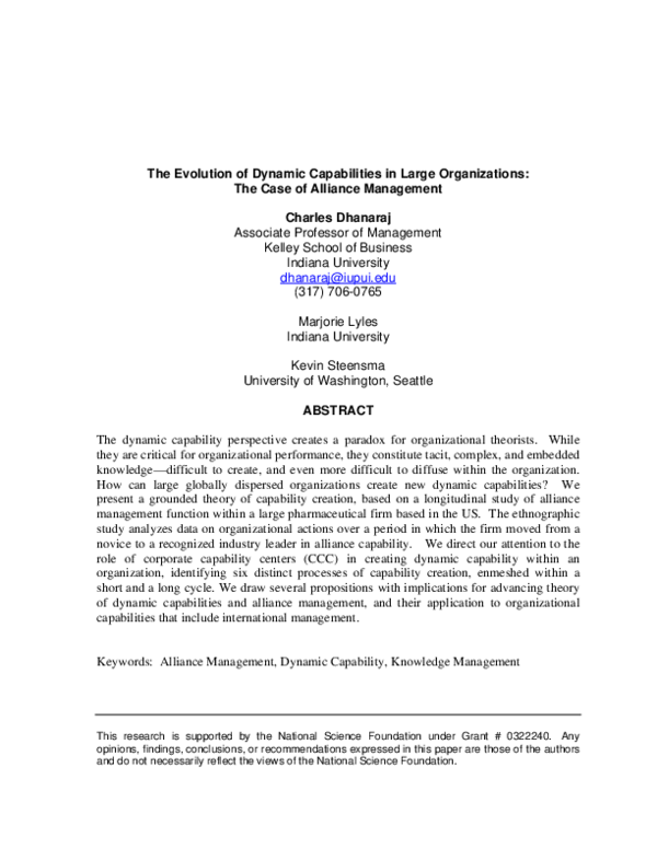 (PDF) The Evolution of Dynamic Capabilities in Large Organizations: The ...