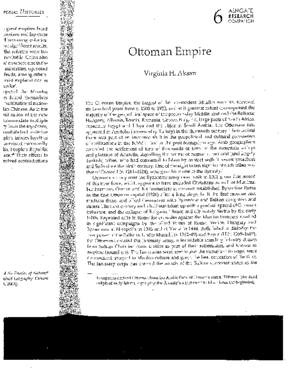 "Ottoman Empire" Virginia H. Aksan Academia.edu