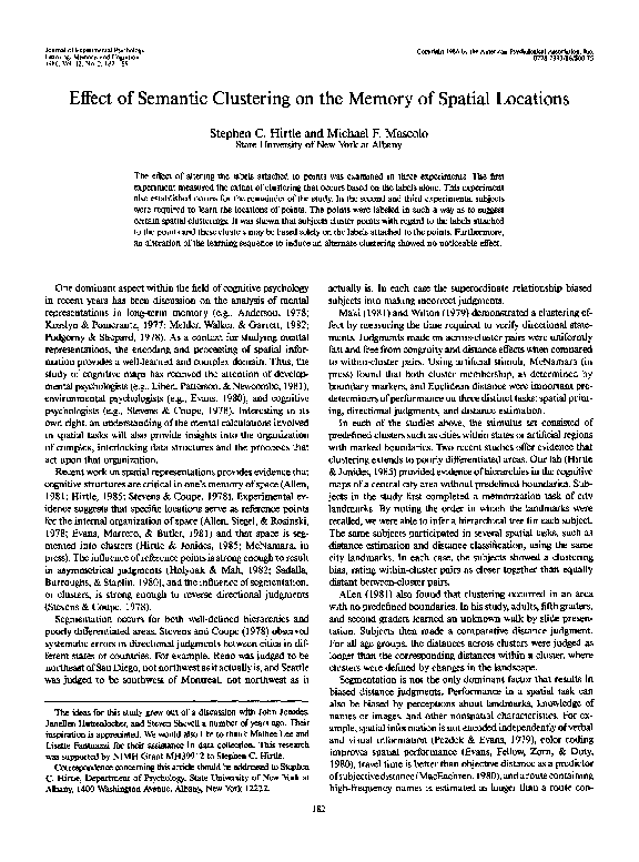 (PDF) Effect of semantic clustering on the memory of spatial locations.