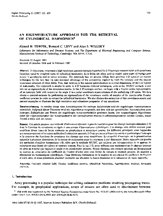(PDF) An eigenstructure approach for the retrieval of cylindrical harmonics