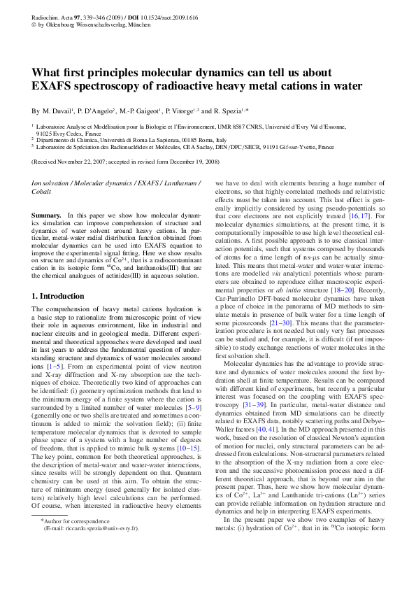 (PDF) What first principles molecular dynamics can tell us about EXAFS ...