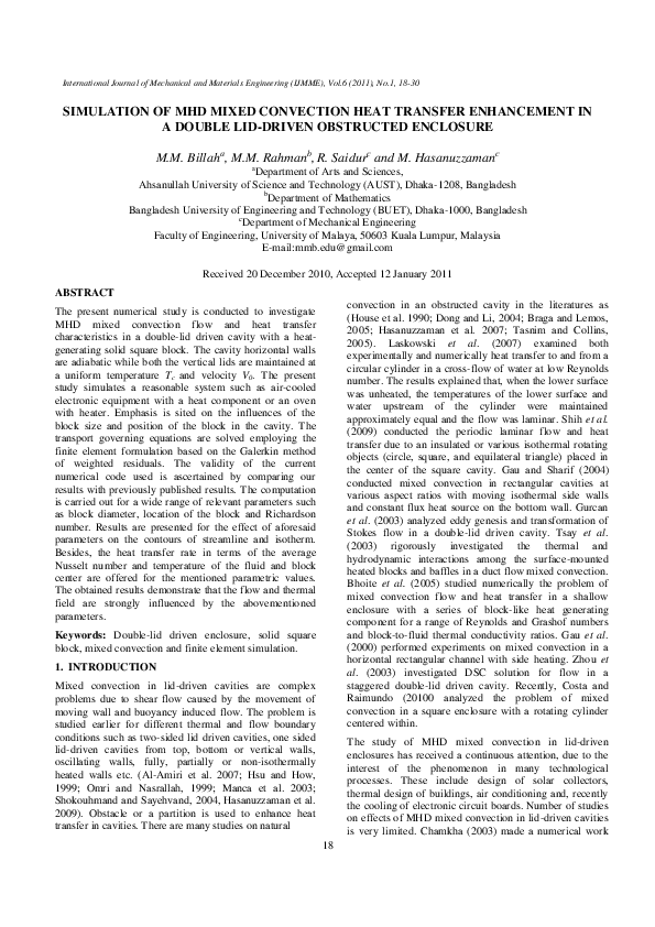 (PDF) Simulation of mhd mixed convection heat transfer enhancement in a ...