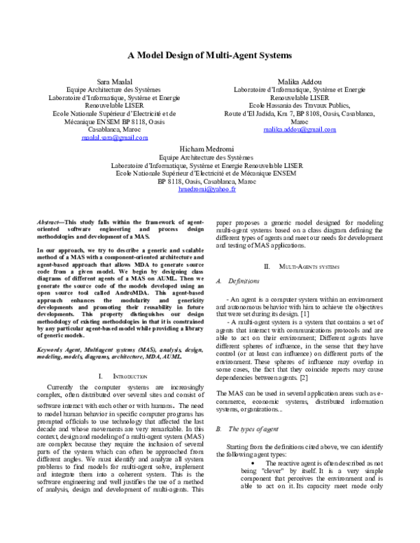 (DOC) A model design of multi-agent systems