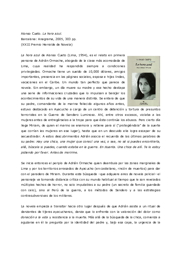 (PDF) Sobre La hora azul [review]