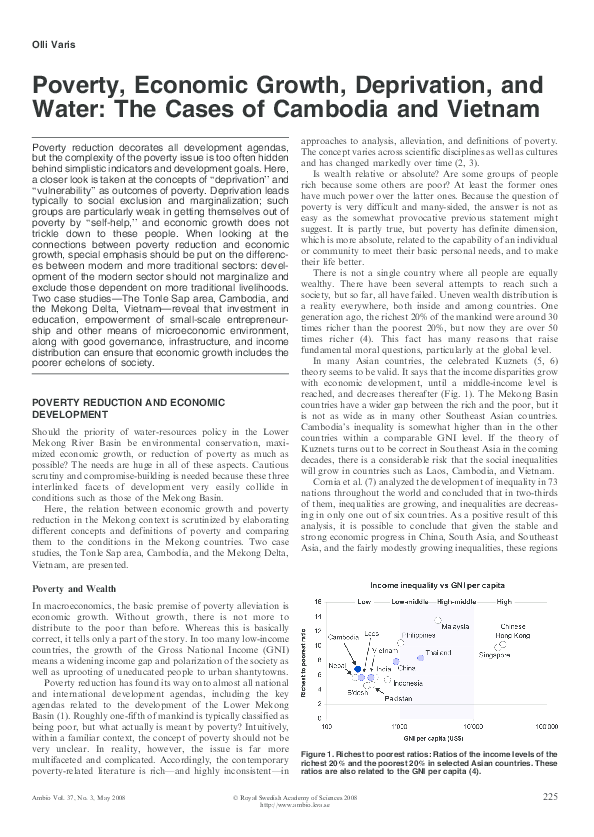 (PDF) Poverty, Economic Growth, Deprivation, and Water: The Cases of ...