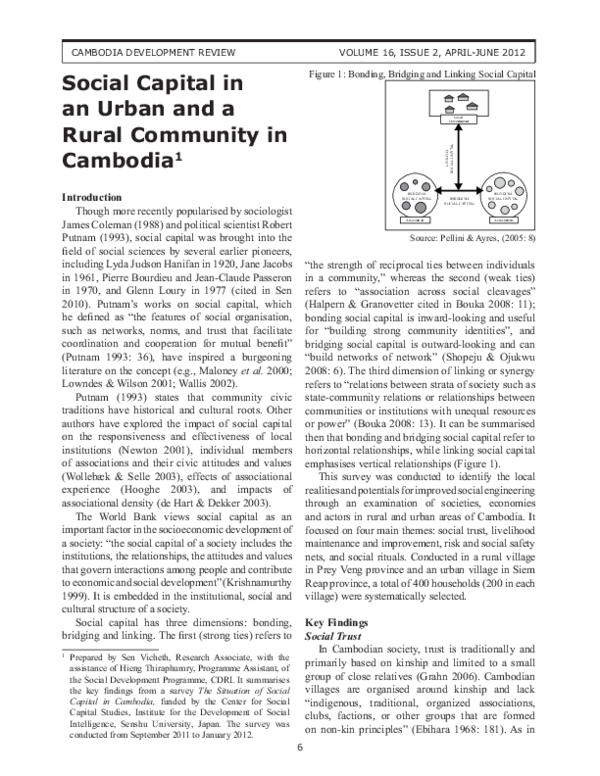 (PDF) Social capital in an urban and a rural community in Cambodia