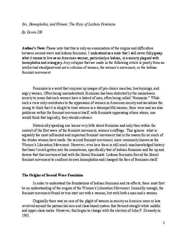 Lesbian feminism essay picture