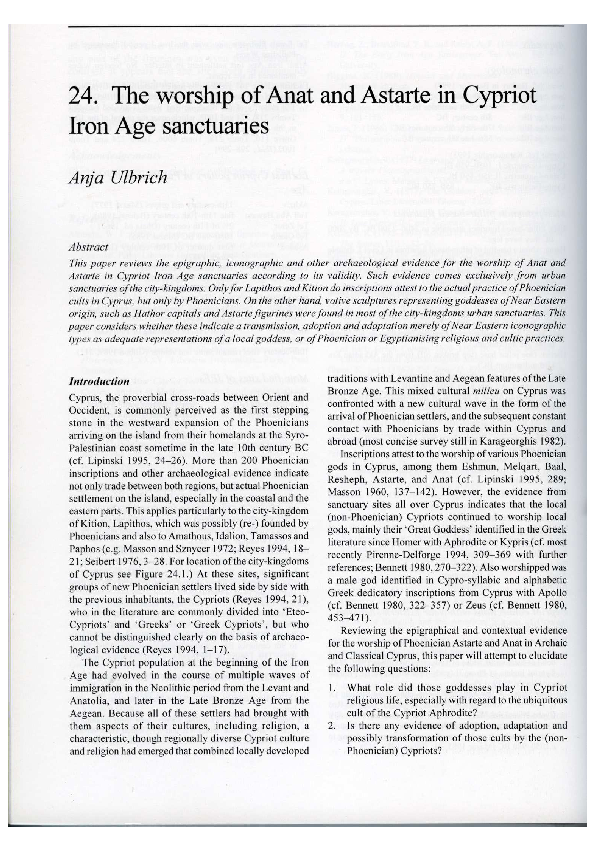 (PDF) Anat and Astarte in Cyprus 2005 - TAC conference Jerusalem 2000