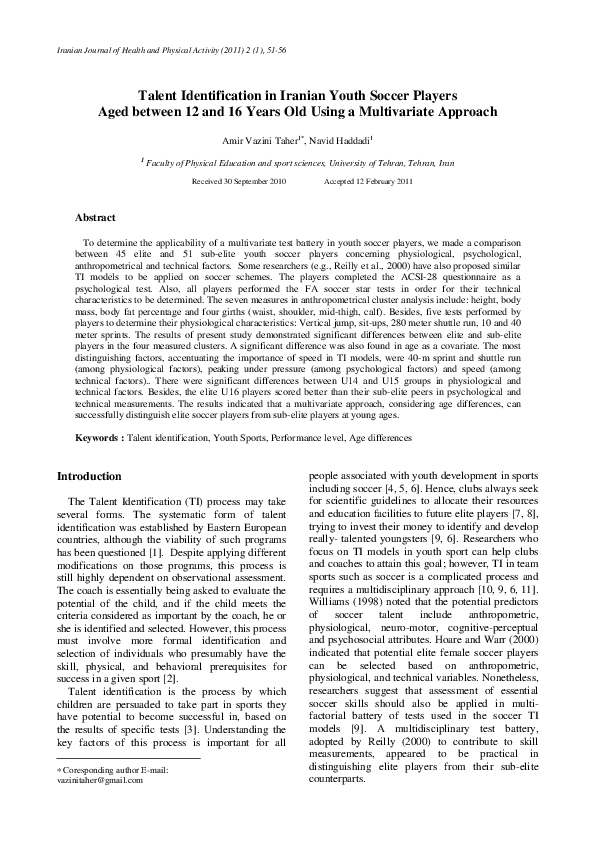 (PDF) Talent Identification in Iranian Youth Soccer Players Aged ...