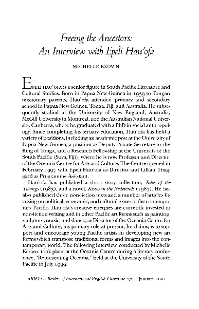 (PDF) Freeing the Ancestors: An Interview with Epeli Hau'ofa