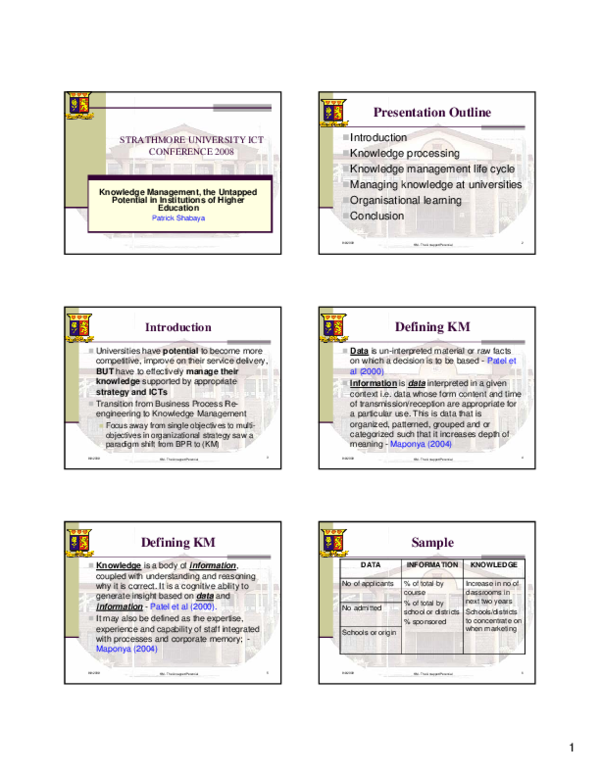 (PDF) Knowledge Management, the Untapped Potential in Institutions of ...