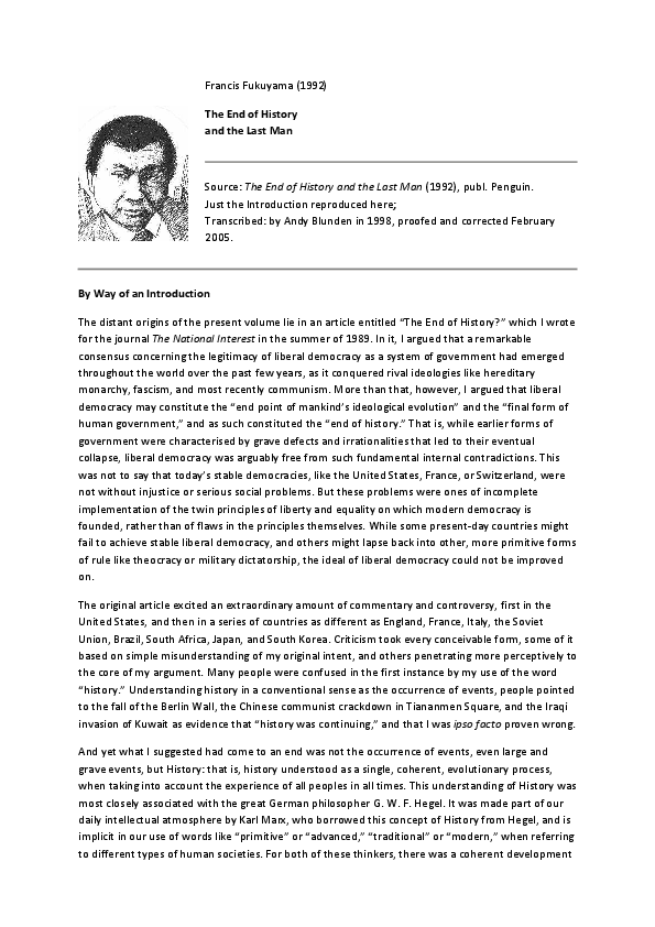 Fukuyama39s 1989 national interest essay the end of history 07 picture