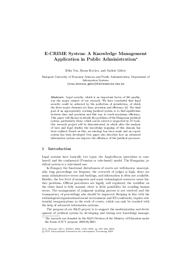 (PDF) E-CRIME system: A knowledge management application in public ...