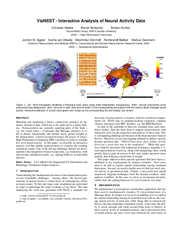 (PDF) VisNEST-Interactive Analysis of Neural Activity Data