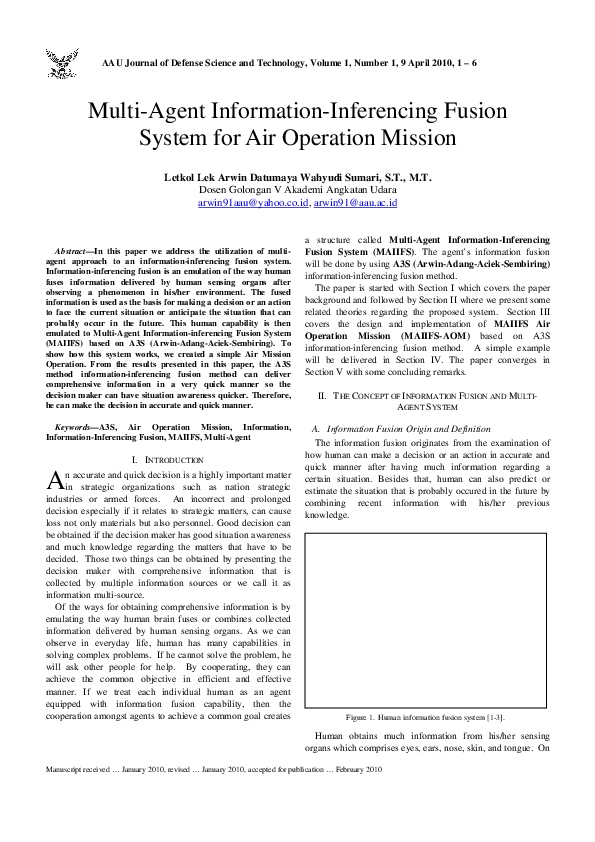 (PDF) Multi-Agent Information-Inferencing Fusion System for Air ...